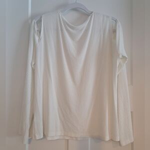 NWOT Fine Rib Knit Cold Shoulder Top (White) - nap loungewear